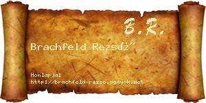 Brachfeld Rezső névjegykártya